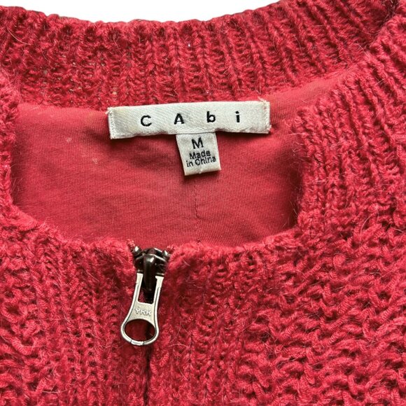 CAbi Pink Chunky Knit Full Zip Cardigan Sweater Jacket Medium M YKK Zipper - Picture 5 of 5